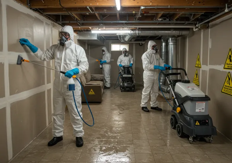 Basement Moisture Removal and Structural Drying process in West Lafayette, OH